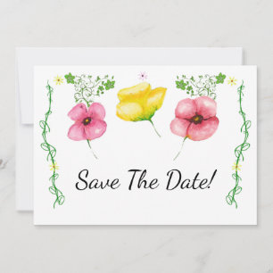 Reserve A Data Floral de Aquarela Salva A Data