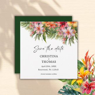 Reserve A Data Floral de Aquarela Tropical Salvar a Data