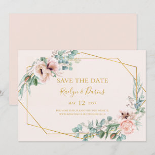 Reserve A Data Floral de Blush Elegante Pastel horizontal