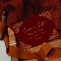 Floral Dourado Burgundy Salve A Placa Date