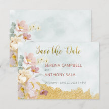 Floral Dourado Dipped Salve a placa de data