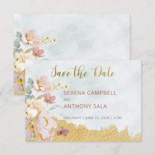 Reserve A Data Floral Dourado Dipped Salve a placa de data