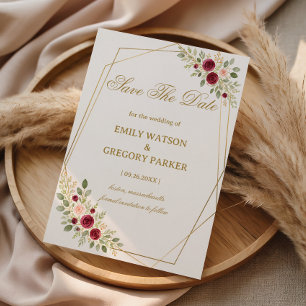 Reserve A Data Floral Dourado Elegante