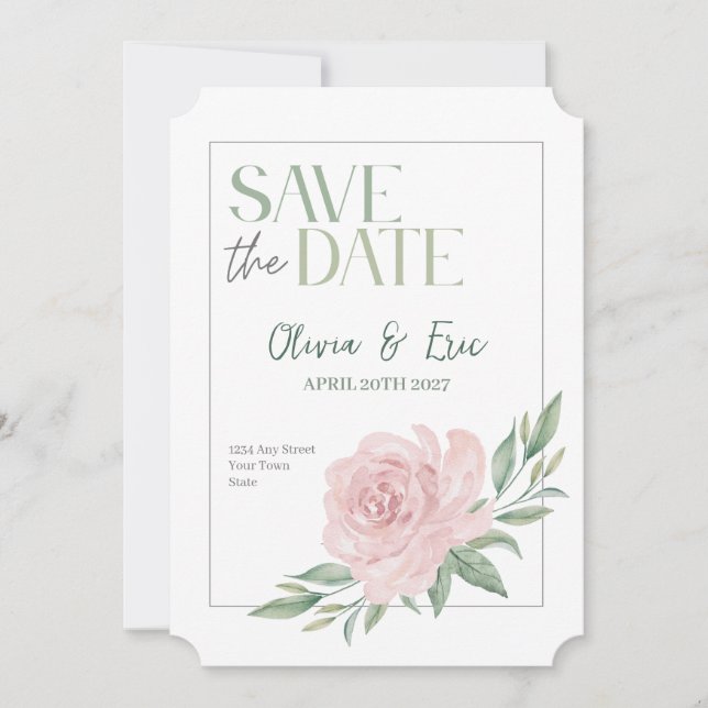 Reserve A Data Floral Elegant Wedding Save The Date Card (Frente)