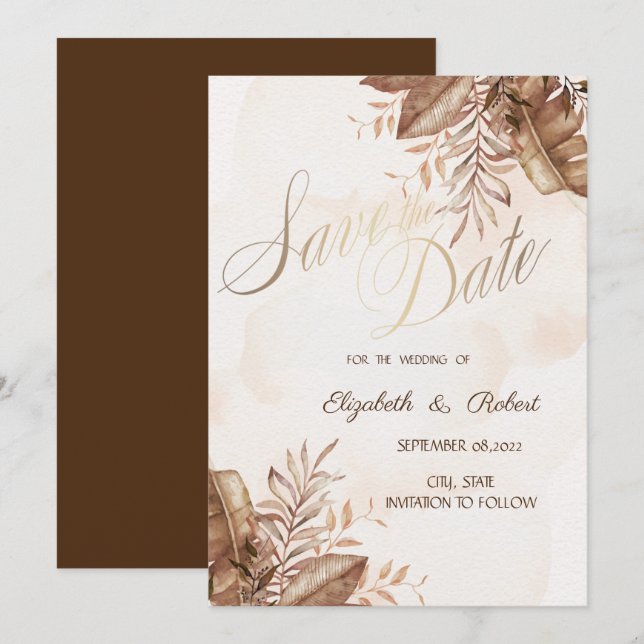 Reserve A Data Floral Exótico de Outono - Salve a Data (Frente/Verso)