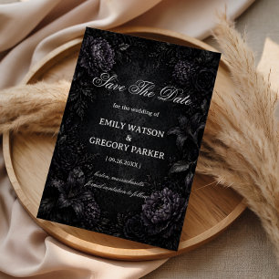 Reserve A Data Floral Gótico Elegante Escuro
