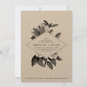 Reserve A Data Floral Kraft Wedding