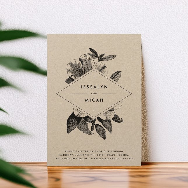 Reserve A Data Floral Kraft Wedding (Criador carregado)