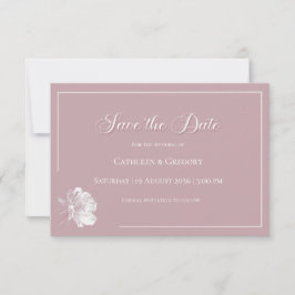 Reserve A Data Floral Line Art Dusty Rose White Wedding