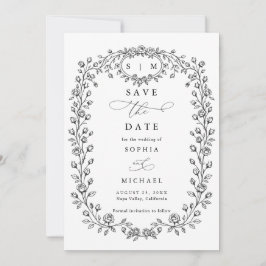 Reserve A Data Floral Line Art Save The Date Invitation
