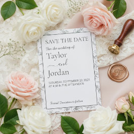Reserve A Data Floral Moderna | Botânica Minimalista de Casamento