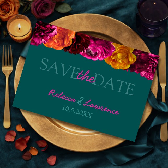 Reserve A Data Floral moderno rosa verde amarelo (Criador carregado)