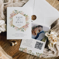 Floral Neutro de Aquarela com Código QR e Foto