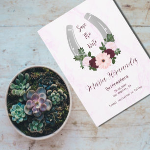Reserve A Data Floral Ocidental Ferradura Quinceanera