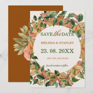 Reserve A Data Floral Orange Greenery Watercolor Rustic