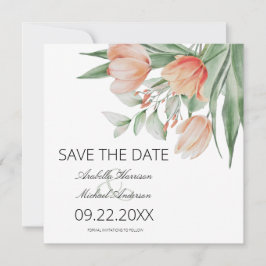 Reserve A Data Floral Peachy Aquarela de Primavera