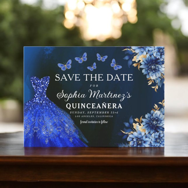 Reserve A Data Floral Real Princesa Azul Birthday Quinceanera (Criador carregado)