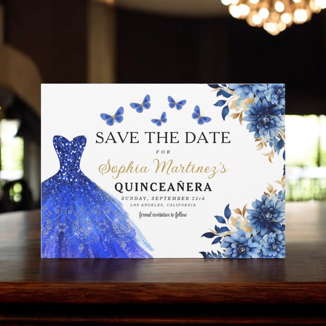 Reserve A Data Floral Real Princesa Azul Birthday Quinceanera (Criador carregado)