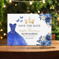 Floral Real Princesa Azul Birthday Quinceanera