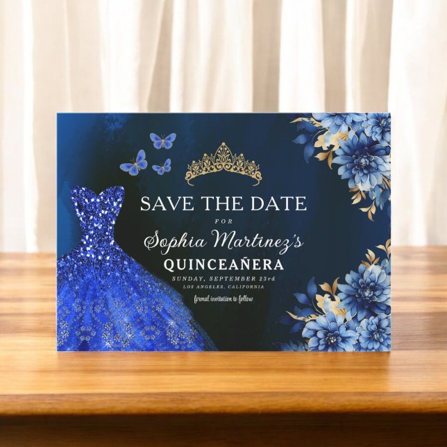 Reserve A Data Floral Real Princesa Azul Birthday Quinceanera (Criador carregado)