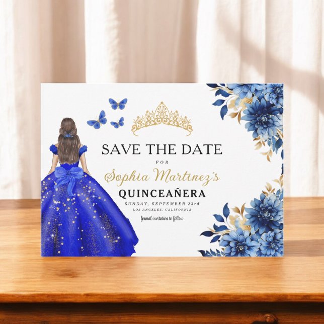 Reserve A Data Floral Real Princesa Azul Birthday Quinceanera (Criador carregado)
