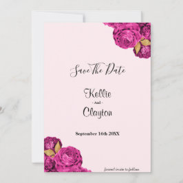 Reserve A Data Floral Rosa E Dourado Salvar A Data