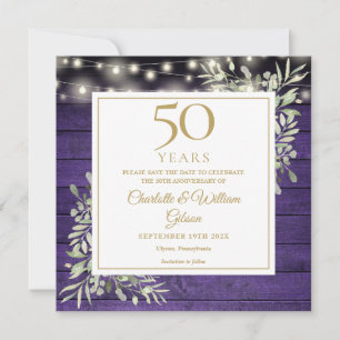 Reserve A Data Floral Roxo de Madeira com Luzes Quadradas de 50º 
