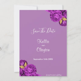 Reserve A Data Floral Roxo E Dourado Salvar A Data