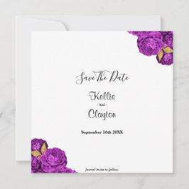 Reserve A Data Floral Roxo E Dourado Salvar A Data