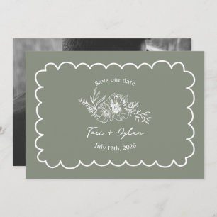 Reserve A Data Floral Sage Green Botanical Save The Date Photo