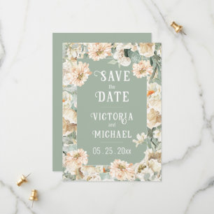 Reserve A Data Floral Sage Green Elegant Wedding