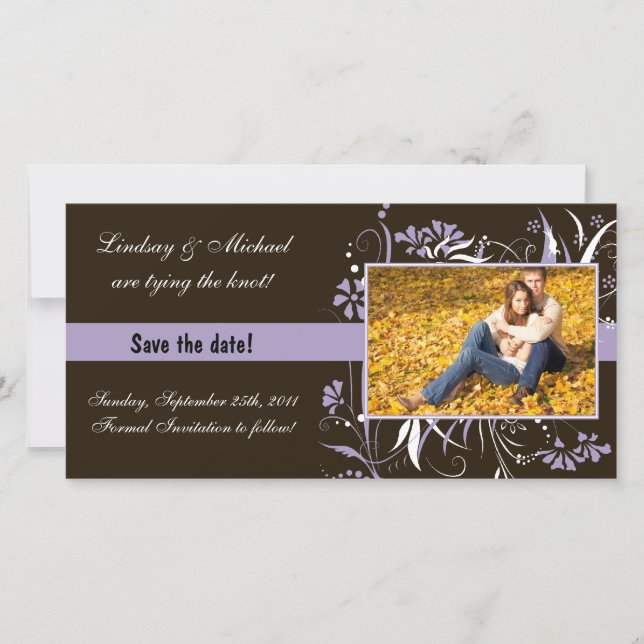 Reserve A Data Floral Save the Date Wedding - Roxo (Frente)