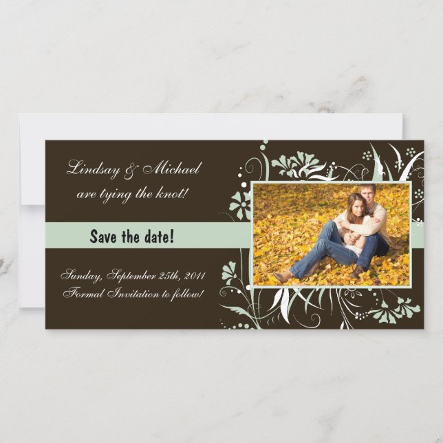 Reserve A Data Floral Save the Date Wedding - Verde (Frente)