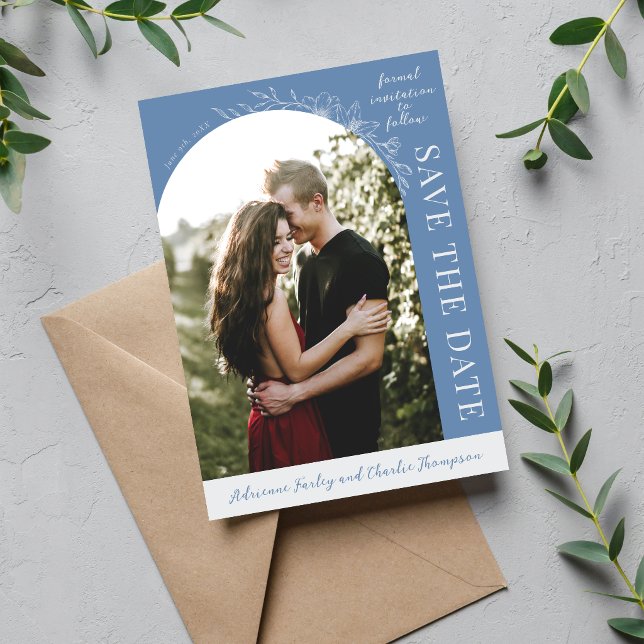 Reserve A Data Floral Simplicity 1 Denim Azul Save The Date (Criador carregado)