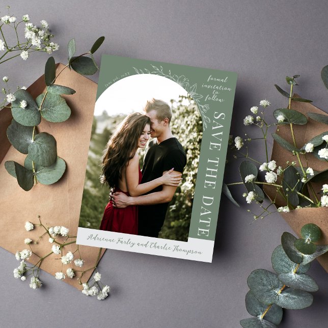 Reserve A Data Floral Simplicity 1 | Modern Green | Save The Date (Criador carregado)