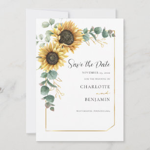 Reserve A Data Floral Sunflower Eucalyptus Wedding