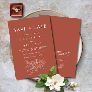 Reserve A Data Floral Terracotta Elegant Wedding BOHO