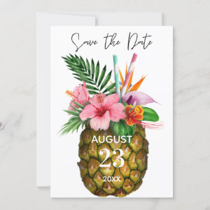 Reserve A Data Floral tropical havaiano e amarelo-abacaxi