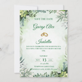 Reserve A Data Floral Verde Elegante Salvar o Casamento de Data