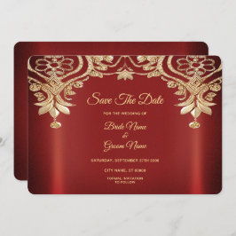 Reserve A Data Floral Vermelho Moderno Dourado Salve A Data