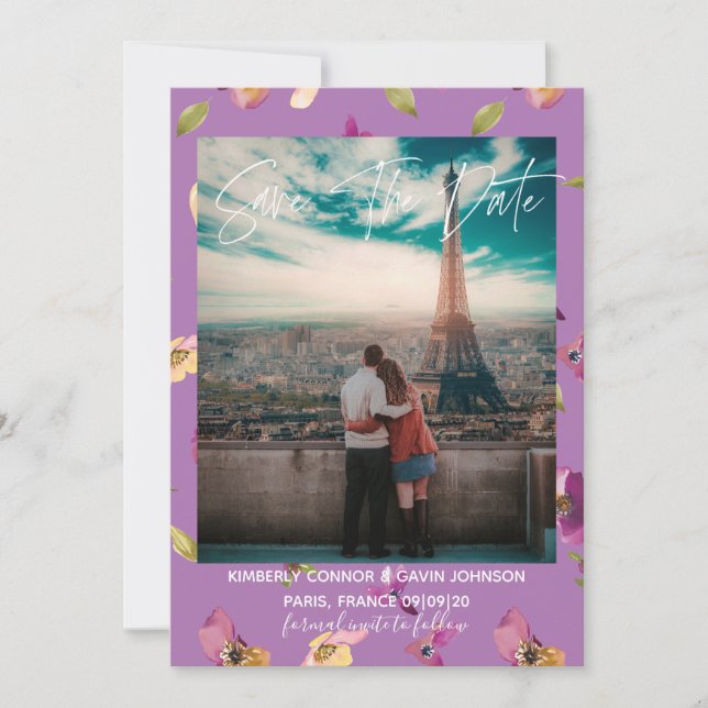 Reserve A Data Floral Watercolor Salvar a Data (Frente)