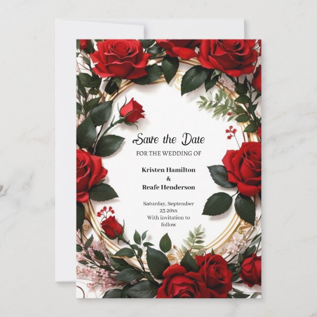 Reserve A Data Floral Wedding Save the Date Card (Frente)