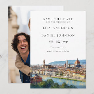 Reserve A Data Florence Panorama Aquarela Foto Casamento