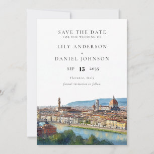 Reserve A Data Florence Silhueta Aquarela Casamento Elegante