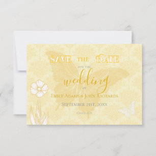 Reserve A Data Flores Amarelas e Borboletas Casamento