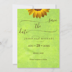 Reserve A Data Flores Amarelas em Casamento Verde Abstrato
