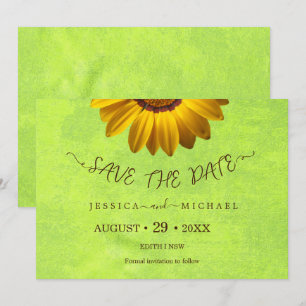 Reserve A Data Flores Amarelas no Casamento Verde Abstrato