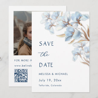 Reserve A Data Flores Artísticas Blue Gold Save The Date