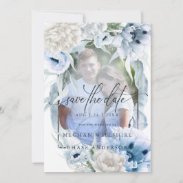 Reserve A Data Flores Azuis De Cor Floral Elegante Do País