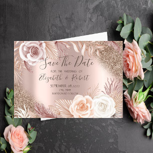 Reserve A Data Flores Boho com Brilho em Rose Gold Ombre Salve a